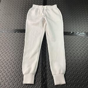 GUESS Pants Mens XS White Joggers Sweatpants Drawstring Rib Cuff Embossed Logo